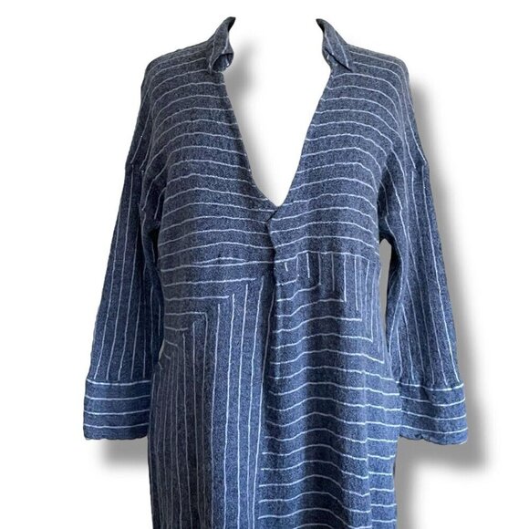 Akemi + Kin Womens Strada Tunic Top Sz Large Blue Stripe Wool Anthropologie - Picture 3 of 8